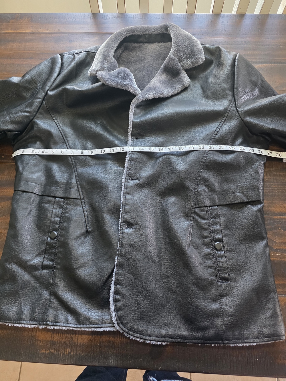 Axel Wear Men’s Black Faux Leather Sherpa Lined Coat Jacket Size XXL